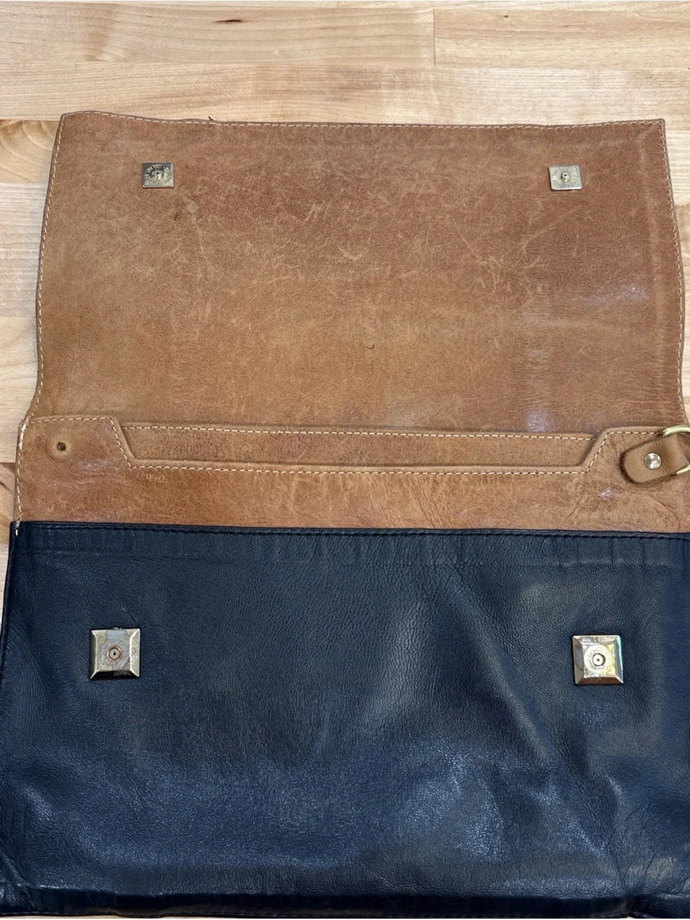 Sseko Tan Leather Crossbody Bag Flap Top Shoulder Purse Handbag missing strap